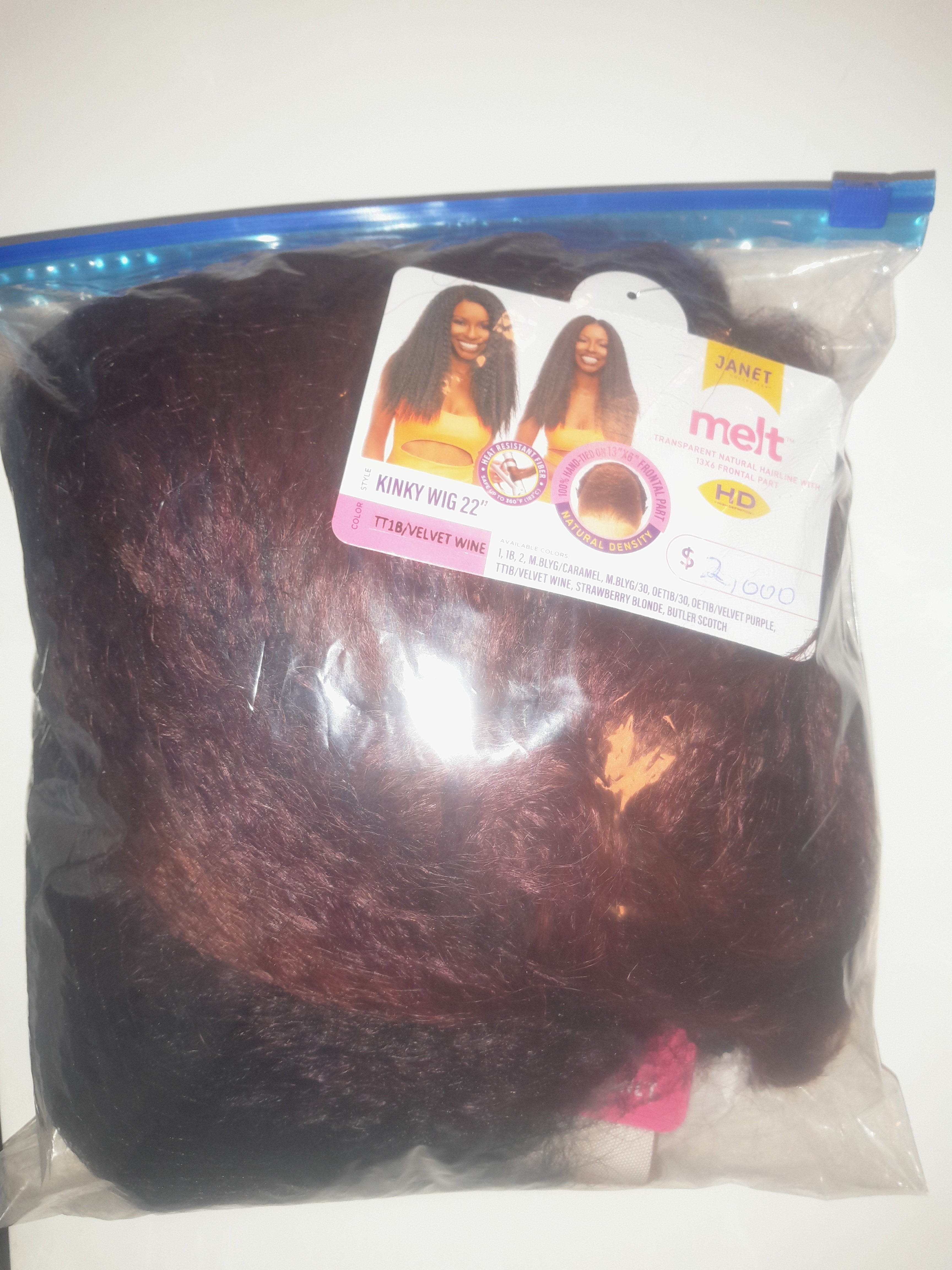 100% Naturligt Hår Peruk | Långt, Svart & röd, Vågigt & Silkeslent